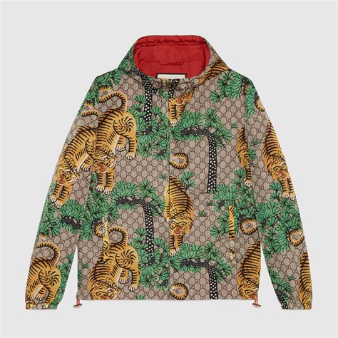 fake gucci bengal print nylon jacket|how to check gucci clothes.